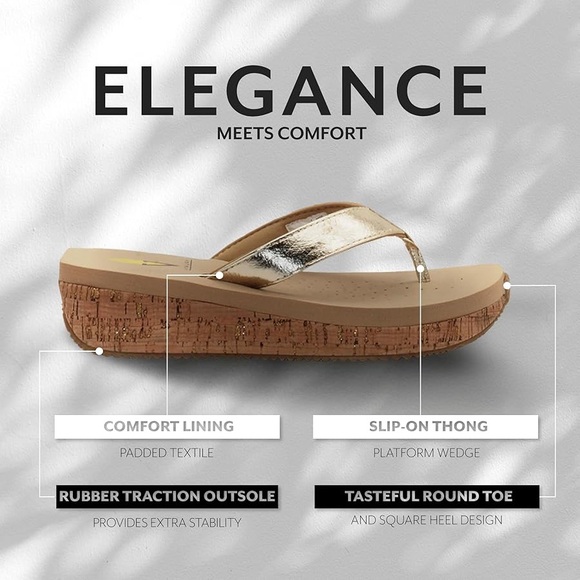 VOLATILE Women's‎ Neville Gold Metallic Comfy Thong Wedge Sandals Shoes 7 - Picture 2 of 8